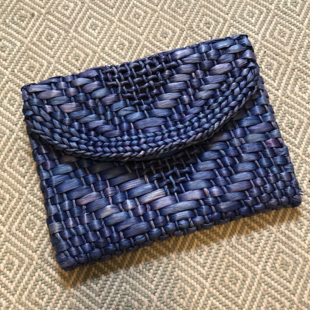 Rattan Blue envelope clutch